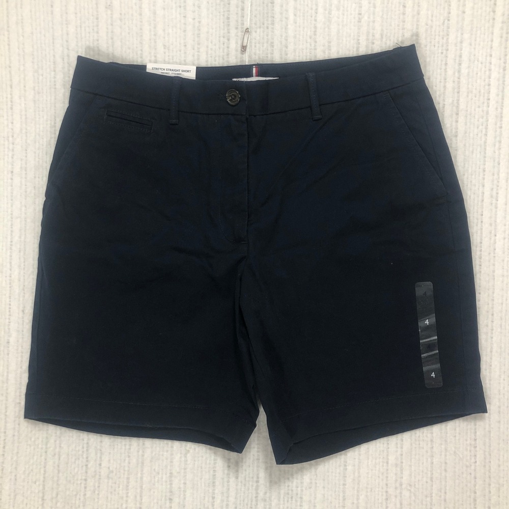 Tommy Hilfiger THFlex Navy Blue Stretch Straight High Waist Shorts Size 4â 7in